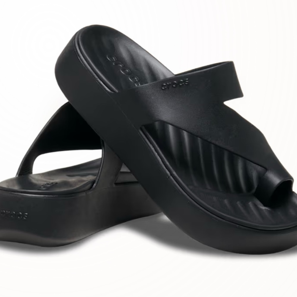 Crocs Black Platform Toe Loop Sandals - image 2